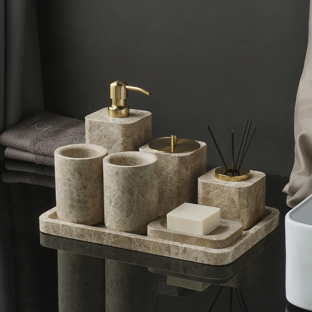 Zara Home Bathroom - 엠페라도르 라이트 내추럴 대리석 욕실용품 세트