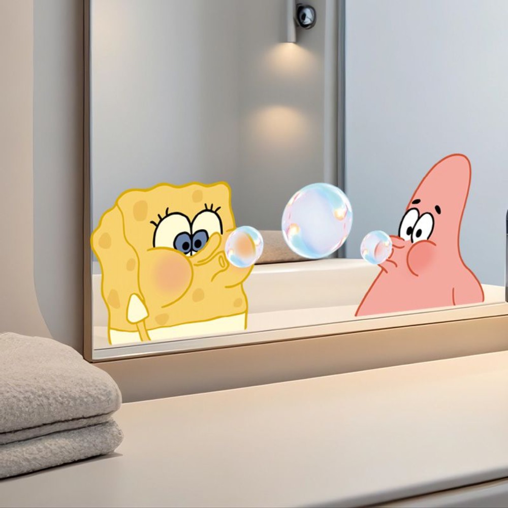 Home Theater Bathroom - 스폰지밥 욕실 거울 데칼 – 유리