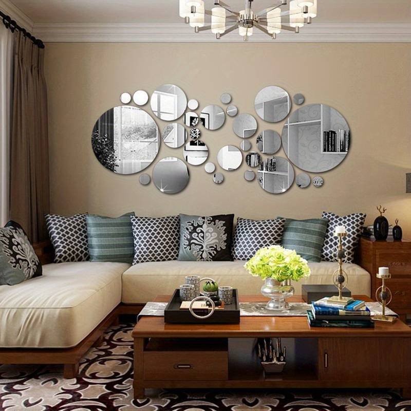 26 PCs 3D 아크릴 거울 벽 스티커, 라운드 거울 - Home Theater Bathroom 리뷰 및 가격