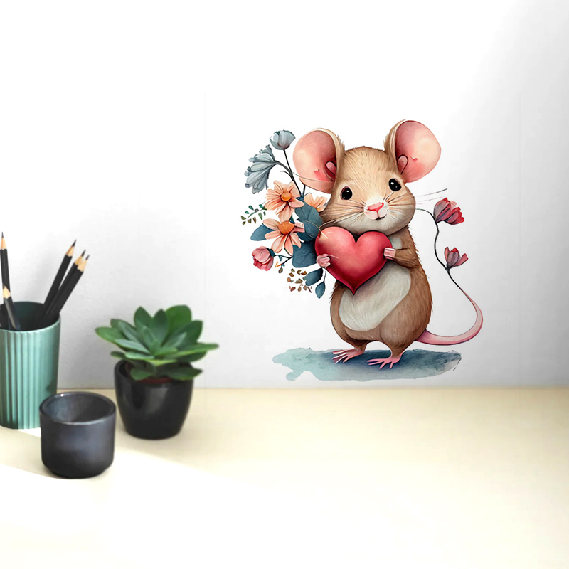 C228 #   귀여운 마우스 벽 스티커 동물 욕실 화 - Home Bathroom Wall Tiles 리뷰 및 가격