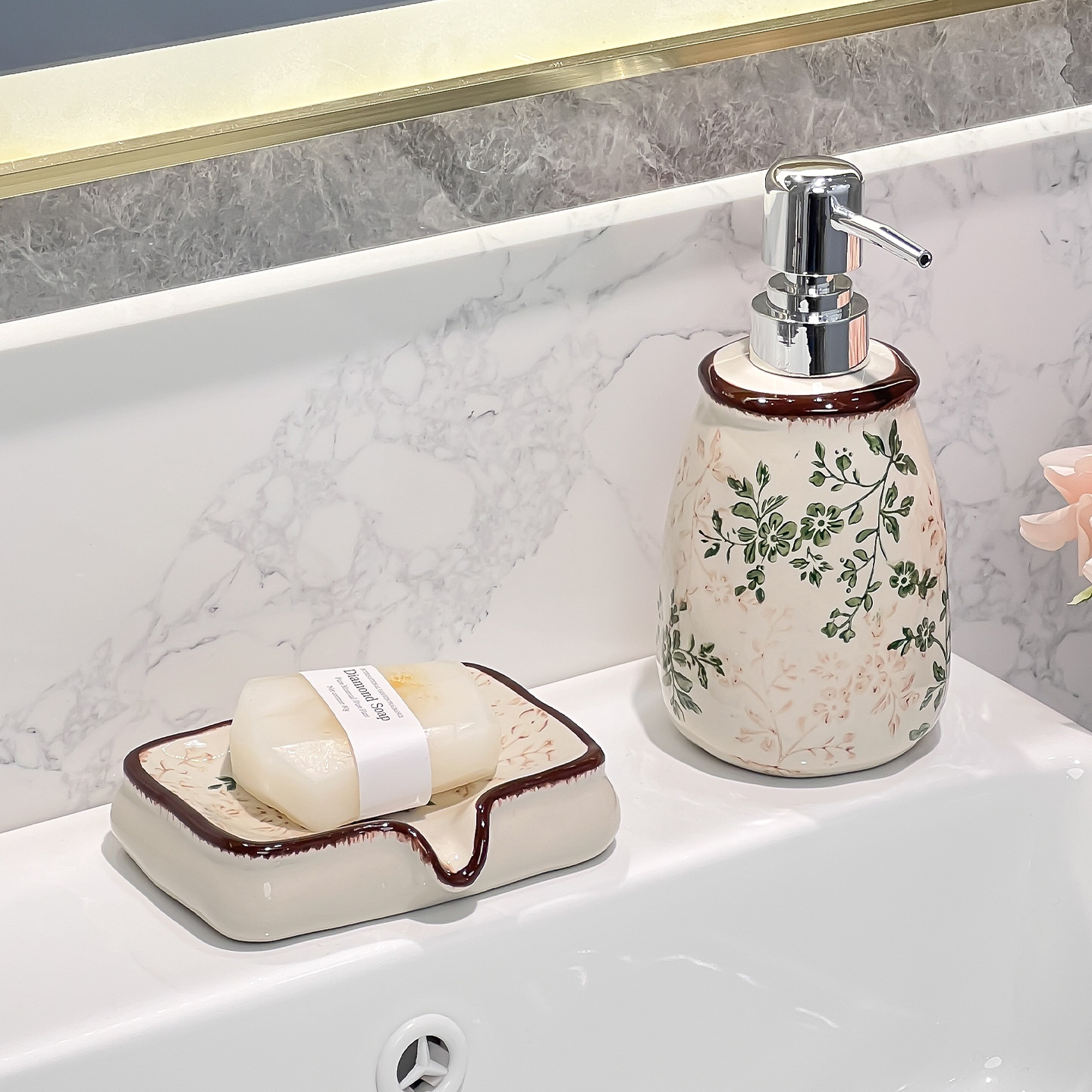 세라믹 비누 디스펜서 모던 빈티지 브라운 액체 저장 용 - Zara Home Bathroom 리뷰 및 가격