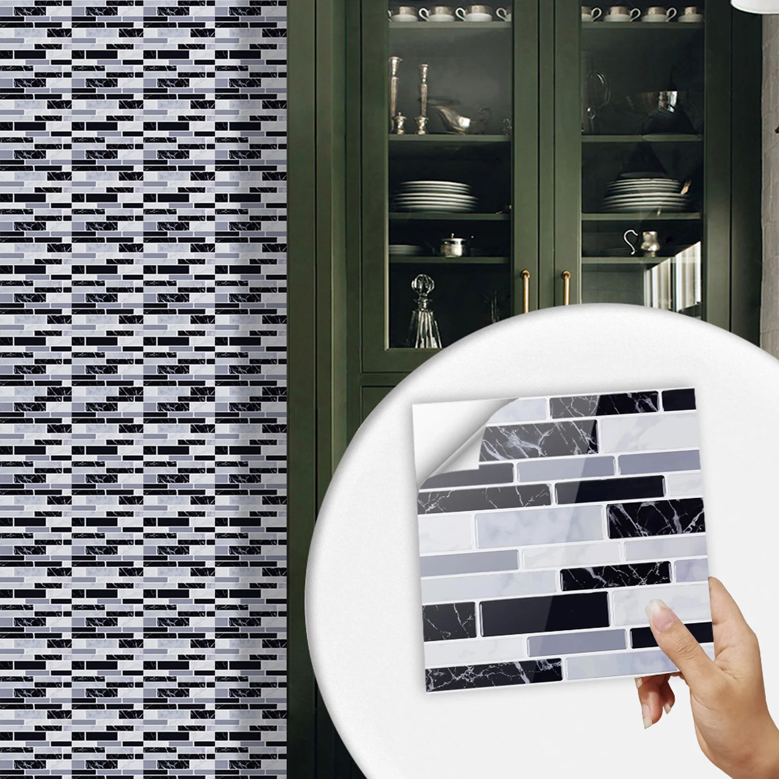 셀프 접착 3D 모자이크 타일 스티커, 주방 욕실 벽  - Home Bathroom Wall Tiles 리뷰 및 가격